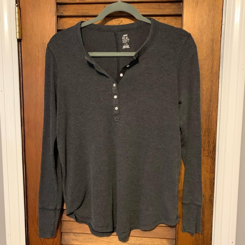 Aerie Real Soft Long Sleeve Henley Shirt